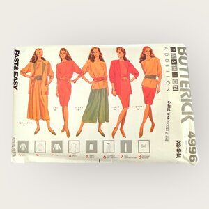 Vintage 1990 Butterick Sewing Pattern 4996 Misses Jacket Dress Top Skirt Sz XS-M